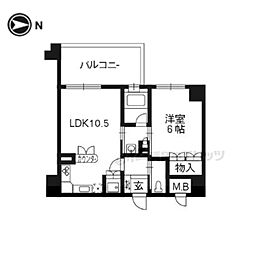 リーガル京都御所東 1LDKの間取図画像