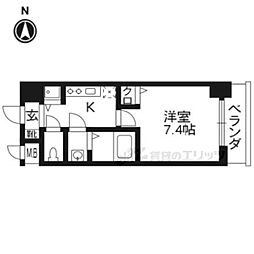 エスライズ京都河原町 1Kの間取図画像
