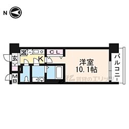 インベスト京都堀川 1Kの間取図画像