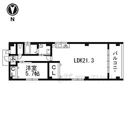 ラス・パルマス京都二条 1LDKの間取図画像