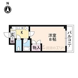 アール四条大宮 1Kの間取図画像