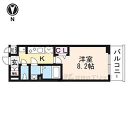 プレサンスTHEKYOTO東福寺WEST 1Kの間取図画像