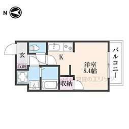 EXCEED御所東 ワンルームの間取図画像