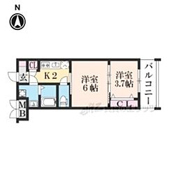 CRESTTAPP京都二条 2Kの間取図画像