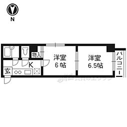 シャンポール御所南 2Kの間取図画像