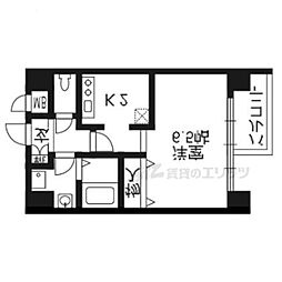 エヴァーステージ京都二条 1Kの間取図画像