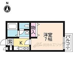 アクティ大堰 1Kの間取図画像