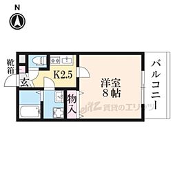CasaWoodHanazono 1Kの間取図画像