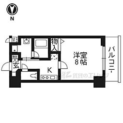 アスヴェル京都堀川高辻 1Kの間取図画像