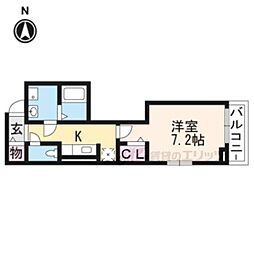 ヒュッゲ 1Kの間取図画像