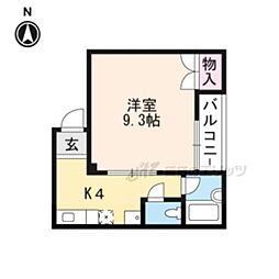 ポケットコート頭町 1Kの間取図画像