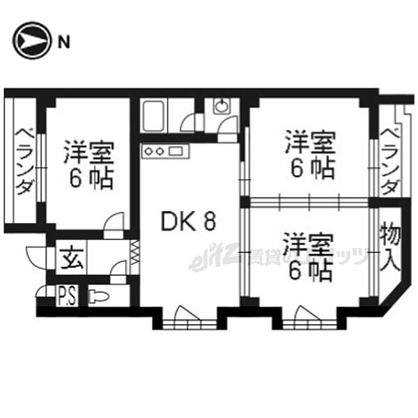 京都府京都市右京区西京極午塚町(賃貸マンション3LDK・5階・51.84㎡)の写真 その2