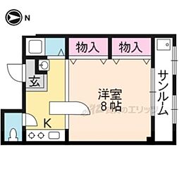葛城マンション 1Kの間取図画像