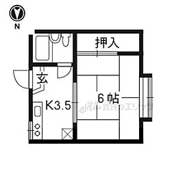 コーポ京 1Kの間取図画像