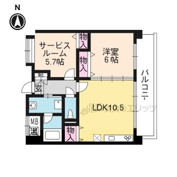 ベリエ茶五 203｜京都府京都市上京区石薬師通寺町東入大猪熊町(賃貸マンション2LDK・2階・53.96㎡)の写真 その2