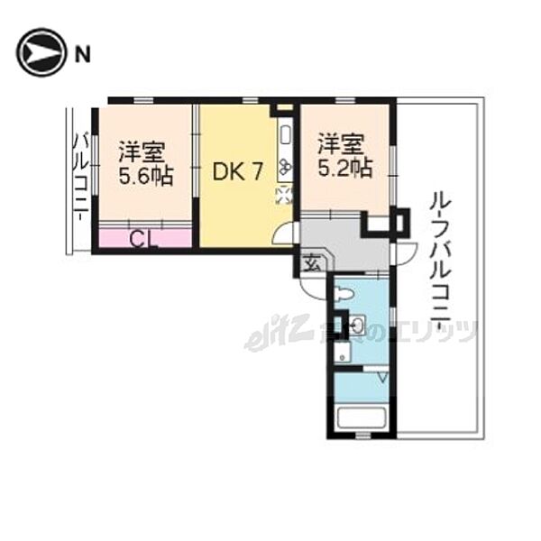 エスパス白梅町 4-B｜京都府京都市北区大将軍一条町(賃貸マンション2DK・4階・41.07㎡)の写真 その2