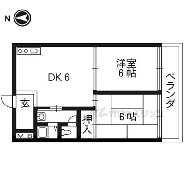 メゾンこやま林口棟 302｜京都府京都市右京区梅津林口町(賃貸マンション2DK・3階・40.00㎡)の写真 その2