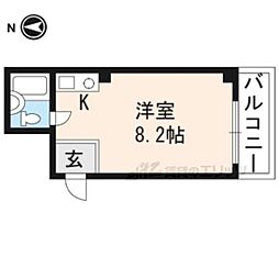 京都市営烏丸線 北大路駅 バス14分 立命館西園寺記念館前下車 徒歩4分の賃貸マンション 3階ワンルームの間取り