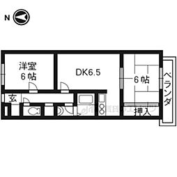 阪急京都本線 西京極駅 徒歩3分の賃貸マンション 2階2DKの間取り