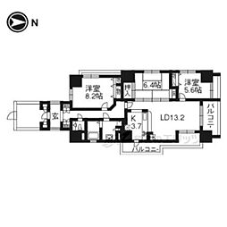 阪急京都本線 烏丸駅 徒歩4分の賃貸マンション 10階3LDKの間取り