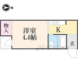 阪急京都本線 西院駅 バス12分 梅津段町下車 徒歩4分の賃貸マンション 2階1Kの間取り