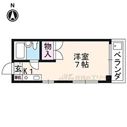 京福電気鉄道北野線 鳴滝駅 徒歩4分の賃貸アパート 2階1Kの間取り