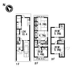 京福電気鉄道北野線 鳴滝駅 徒歩13分の賃貸一戸建て 1階5LDKの間取り