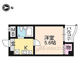 シャローム 1Kの間取図画像