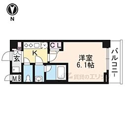 エステムコート京都西院 1Kの間取図画像