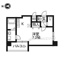 アクアプレイス京都二条城 ワンルームの間取図画像