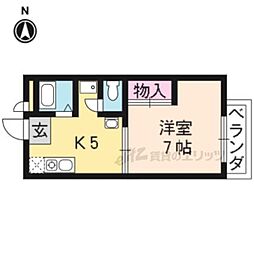 レーヴ衣笠 1Kの間取図画像