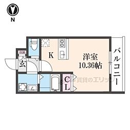 モンテレジデンス西陣 ワンルームの間取図画像