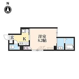 attrice東堀川 1Kの間取図画像