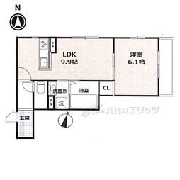 Kitaoji Residence 1LDKの間取図画像