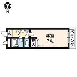 ヴィルヌーブ 1Kの間取図画像