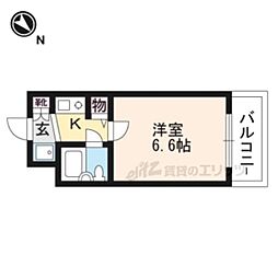 デトムワン京大前2 1Kの間取図画像