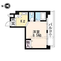 ビルゴ北山 1Kの間取図画像