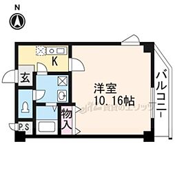 エリーフラッツ上桂 1Kの間取図画像