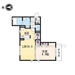 マンション茶山 1LDKの間取図画像