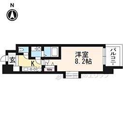 アーバンフラッツ五条堀川 1Kの間取図画像