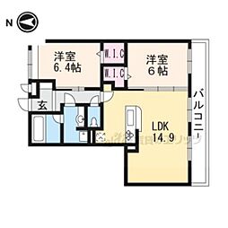 Bnext嵯峨 2LDKの間取図画像