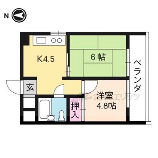 ハイツ東山 ｜京都府京都市山科区日ノ岡朝田町(賃貸マンション2DK・3階・32.74㎡)の写真 その2