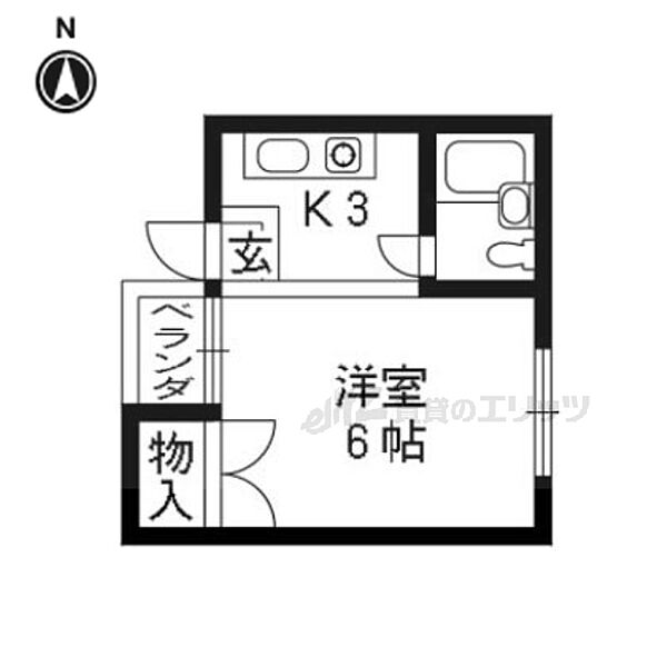 京都府京都市北区上賀茂蝉ヶ垣内町(賃貸マンション1K・3階・17.75㎡)の写真 その2