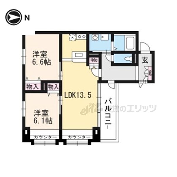 コモド御所南 202｜京都府京都市中京区高倉通夷川上ル福屋町(賃貸マンション2LDK・2階・60.99㎡)の写真 その2