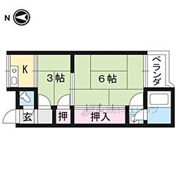 晃健荘 2階2Kの間取り