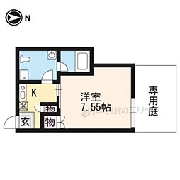 京都市営烏丸線 鞍馬口駅 徒歩19分の賃貸マンション 1階1Kの間取り