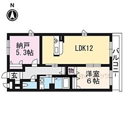 シャーメゾン修学院 2階2LDKの間取り