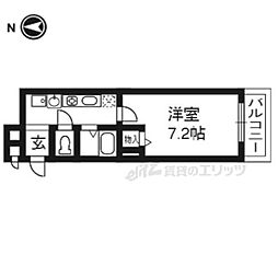 シティコート丸太町 5階1Kの間取り