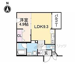 Ｒ．北車屋町 3階1LDKの間取り