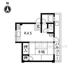 第二吉与門ハイツ 1Kの間取図画像